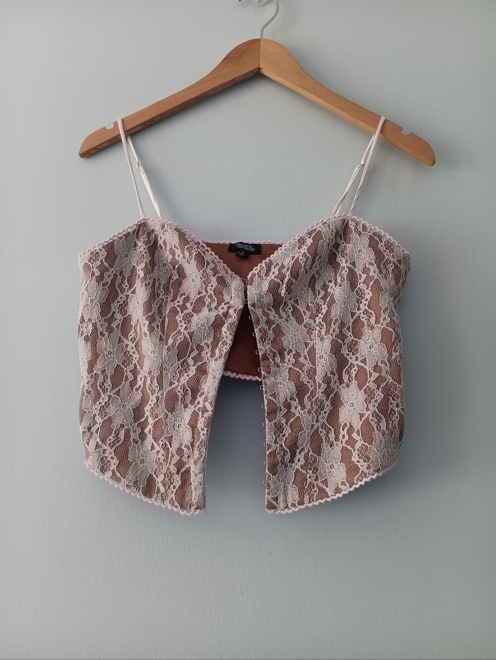 Beverly & Beck White Brown Floral Lace Corset Bustier Top Size S